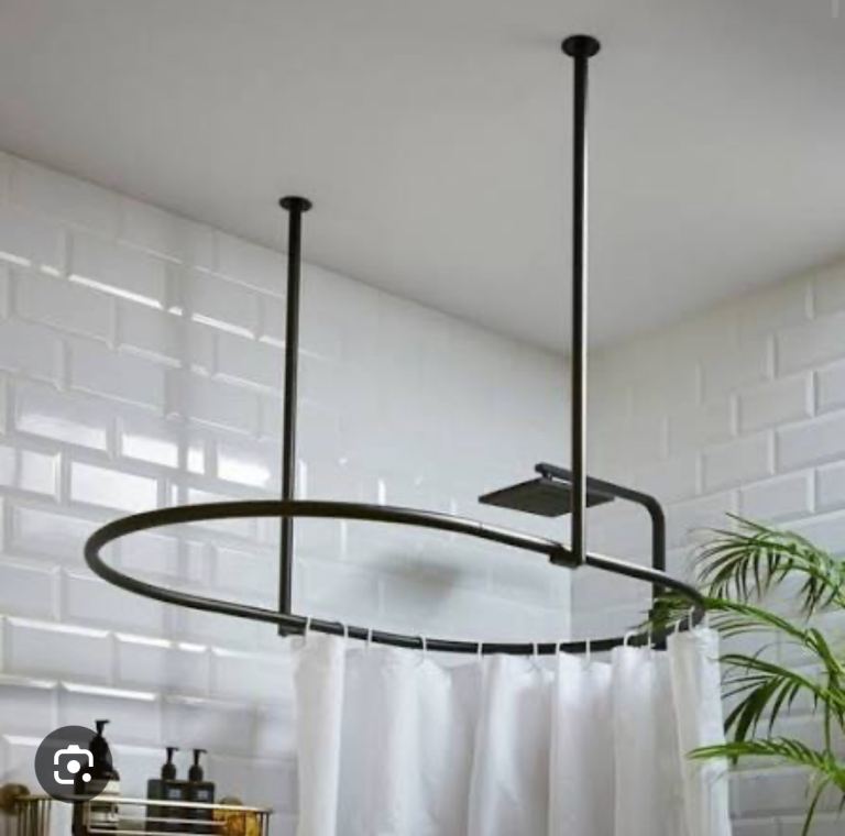 Classic Black Oval Shower Curtain Rail by Dunelm