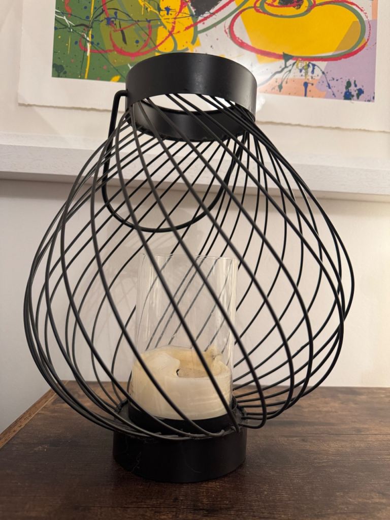 Large black candle holder. 30cm tall & excellent condition. 