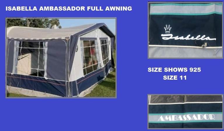 Caravan Awning Isabella Ambassador Size 925 Size 11