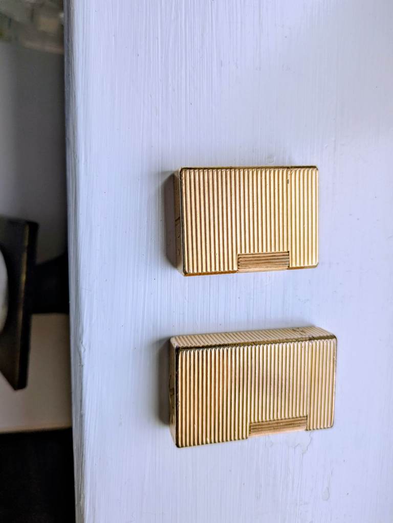 2 Gold Plated Dupont La Ligne Gas Cigarette/Cigar Lighters