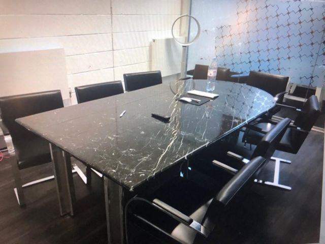 Pre-owned Italian Nero Marquina Marble Boardroom Table Conference Table Meeting Table Office Table