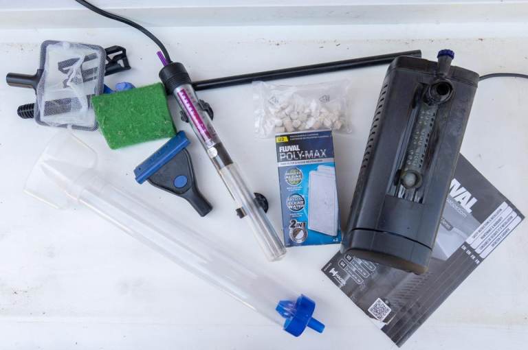Aquarium Accessories Including Pump and Heater