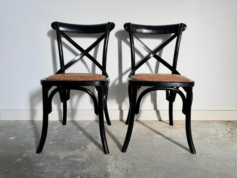 Pair of Black Bistro Dining Chairs by Lombok 