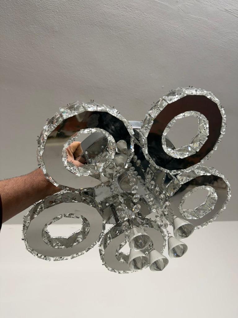 Modern 5-Ring Crystal LED Chandelier Ceiling Light RRP £80 (2 lights)