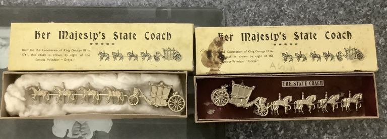 2 x 1953 Britains 44D Her majesty’s state coach in original boxes 