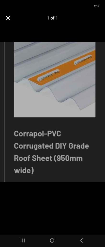 New Corrapol-PVC Corrugated Roof Sheet 950mm Wide