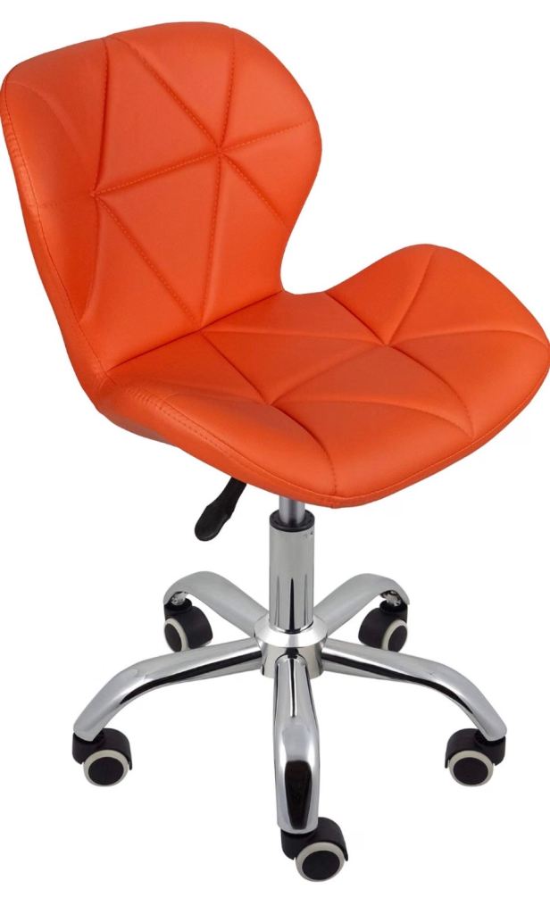 Orange Office Swivel Chair with Wheels – Good Condition