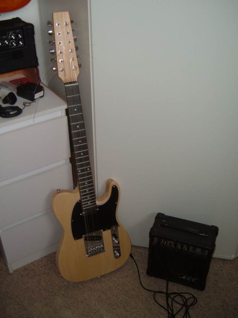 12-String telecaster style Electric Guitar with Amplifier