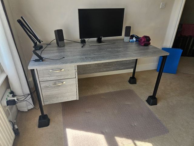 Office Desk ACTIVE OFFICE Maestro with 2 drawers, Grey Oak top