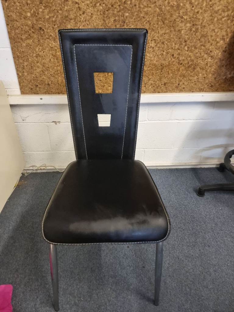 image for Black Thin Highback Faux Leather Dining Chair Never Been Used 