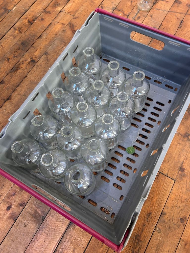 15 glass bottles / vases 
