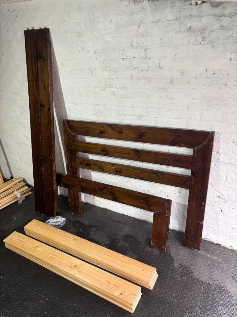 image for Solid wooden double bed