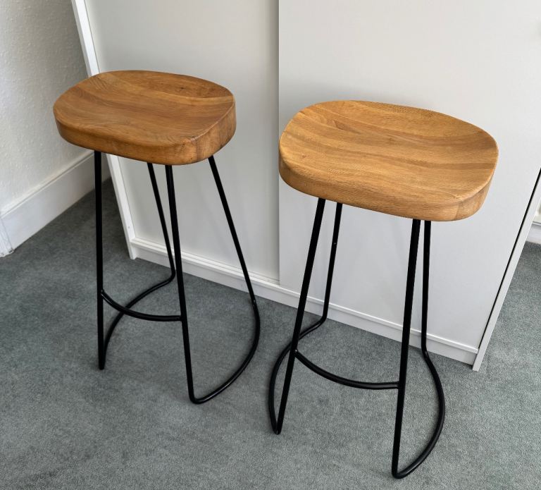 Cox & Cox - Weathered Oak & Metal Counter Stool