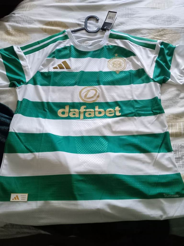 Adidas Celtic Football Shirt – Green/White Hoops, Brand New