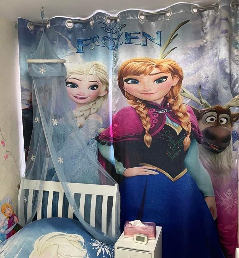 image for Disney Frozen Elsa & Anna 3D Blockout Photo Curtain Print Curtains Fabric Kids Windowsn 