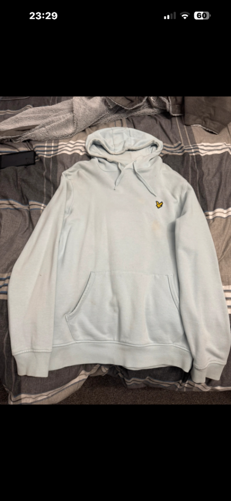 Lyle & Scott Hoodie – Light Blue, Fair Condition