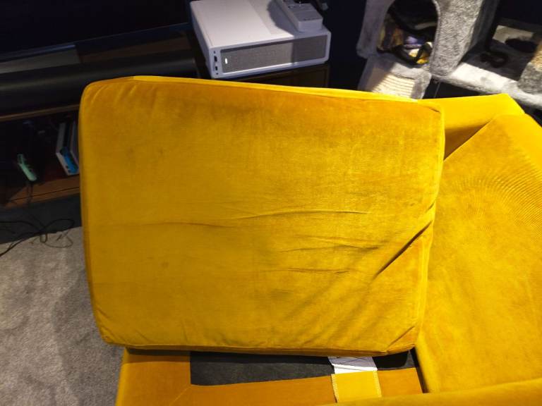 PRICE DROPPED! Two (2) Izzy Small Armchairs with Smart Velvet fabric and English Oak legs