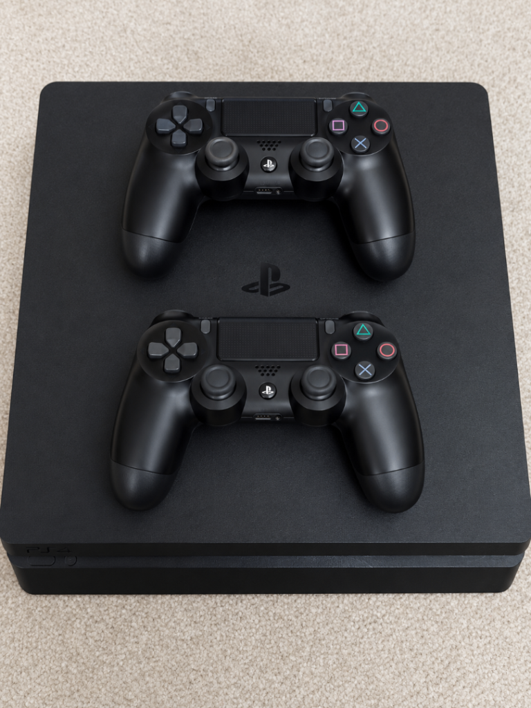 PlayStation 4 Slim Console with 2 DualShock 4 Controllers