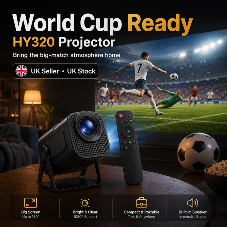 4K Native 1080P Smart Android 14 Projector 390ANSI HY320 Dual Wifi6 BT5.0 Cinema Outdoor