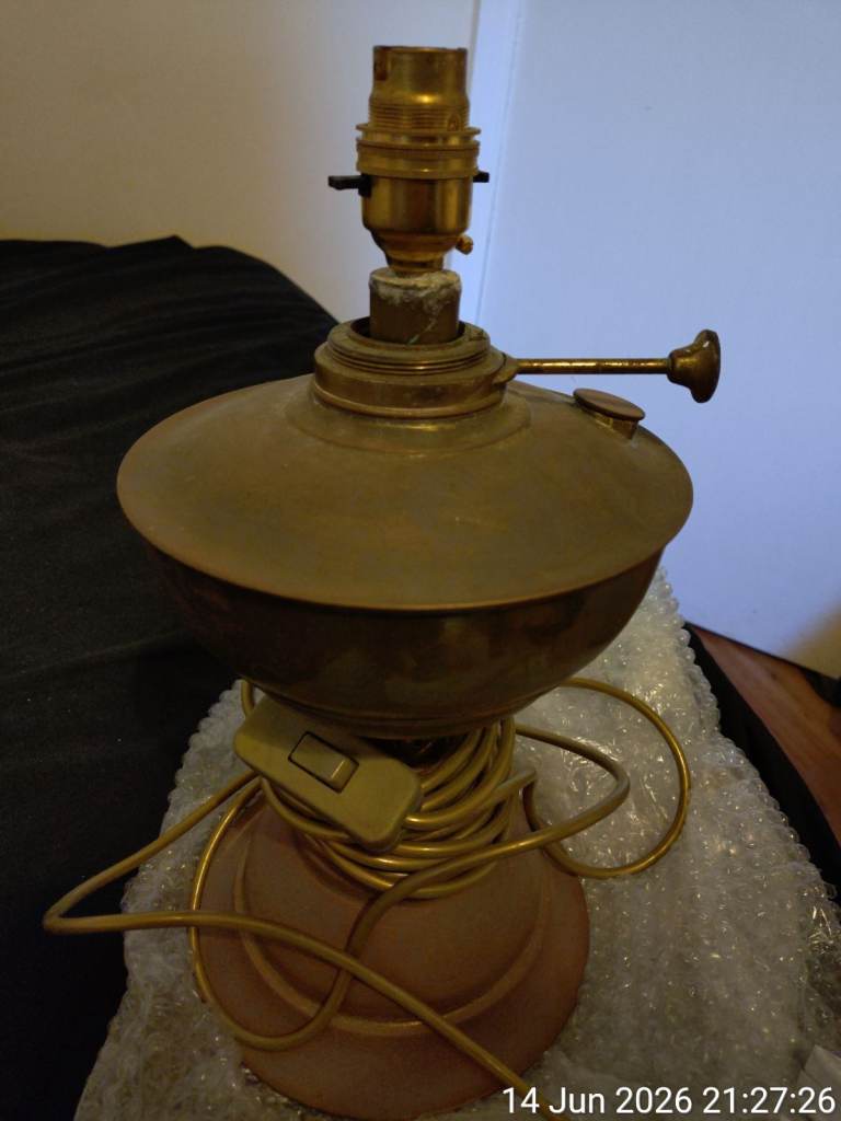 Vintage Brass Table Lamp Base – Fair Condition