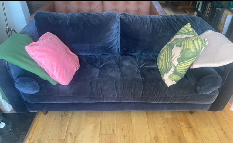 MADE . COM Scott 2 Seater Sofa Blue Velvet Sofa