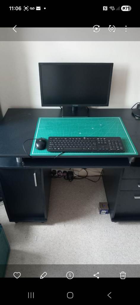 Black home / Office Desk with Drawers and Keyboard Tray