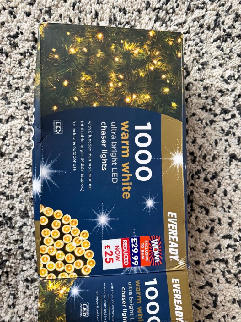 FREE NEW Eveready 1000 Warm White LED Chaser Lights - Indoor & Outdoor Use