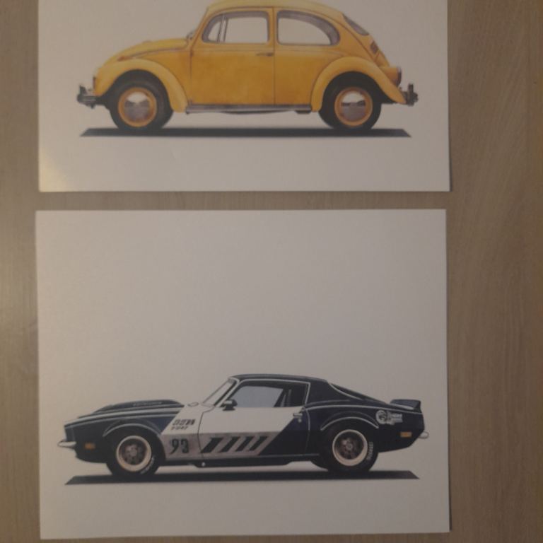 Classic Car Art Prints - VW Beetle & Muscle Car