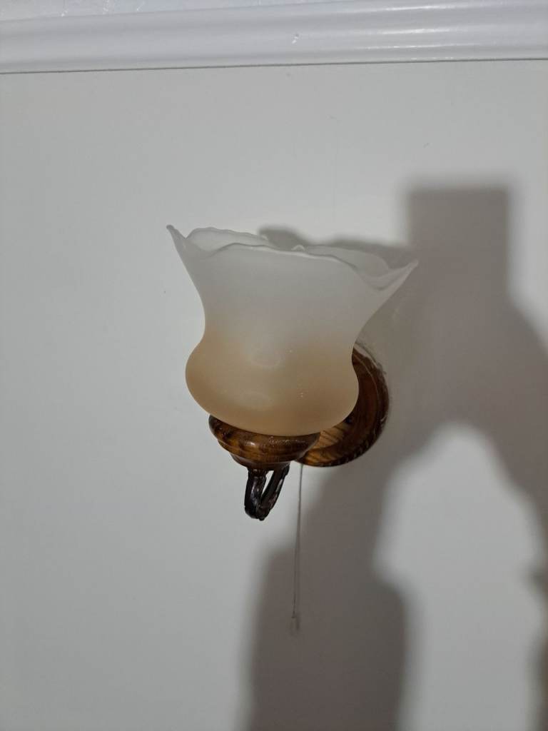 wooden ceiling light and 3 wall lights