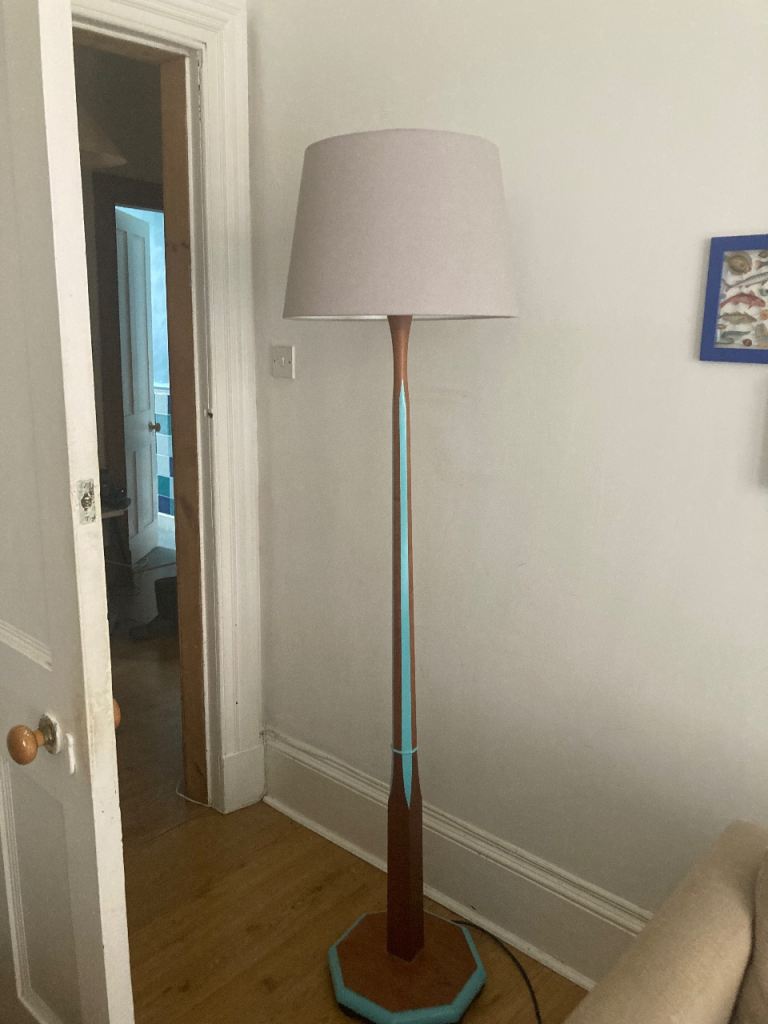 Vintage upcycled wooden standing lamp 
