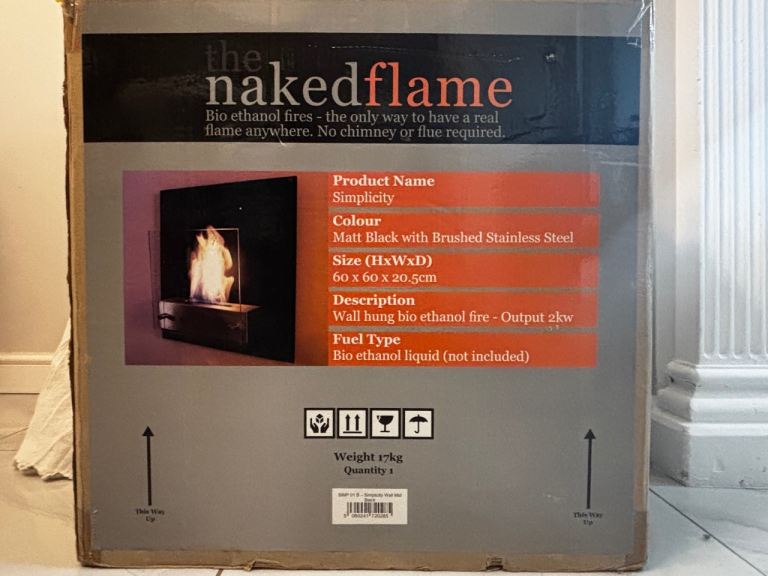 Wall-mounted bio ethanol fireplace