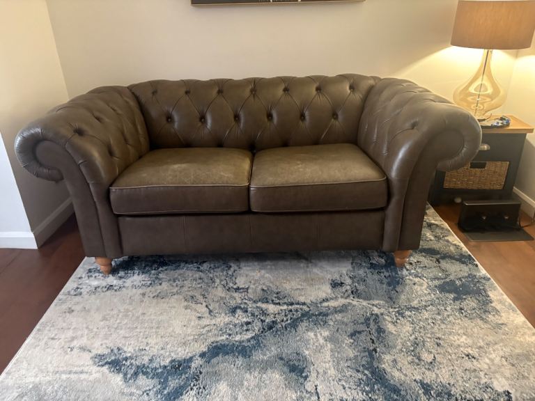 Chesterfield brown leather sofa 