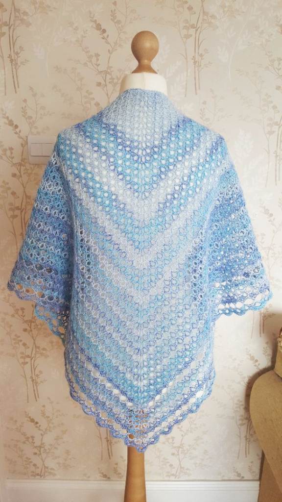 Handmade Alpaca Knitted Shawl. Pastel Blue Vintage Lace. Romantic Crochet Wrap / Shrug. Cottage Core