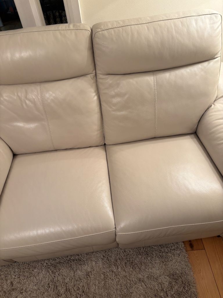 Tan Leather 2 Piece Sofa