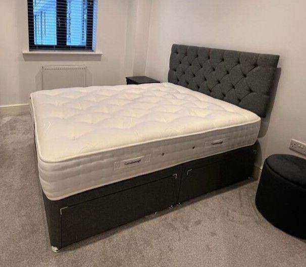 🏷️Clearance Sale Grey 6ft Super King Size Divan Bed w Mattress – Opt 4 Drawers –🚀Speedy Delivery**