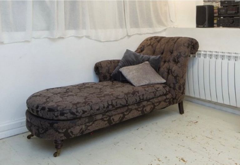 Lovely Brown Fabric Chaise Lounge - Good Condition
