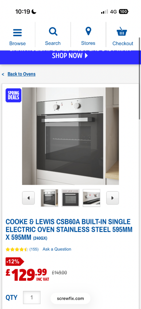 Cooke & Lewis single electric oven 