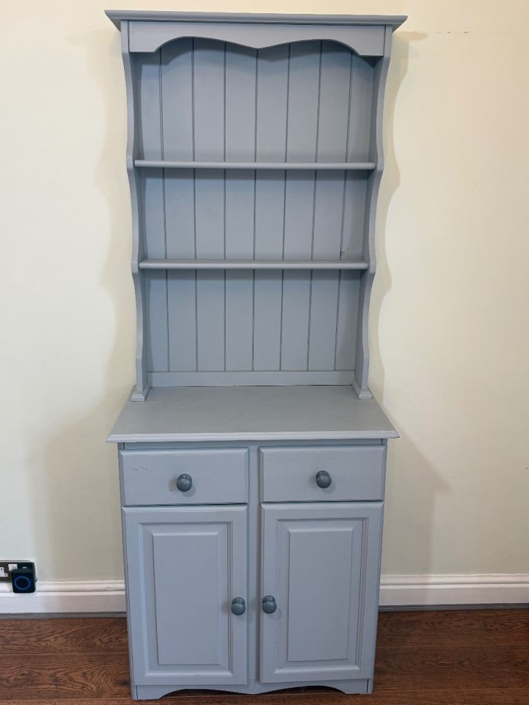 Solid Wood Dresser painted grey with Shelves and Drawers