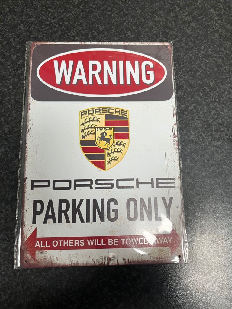 Vintage Style Sign Metal 20cm x 30cm Brand New, Warning Porsche Parking Only.