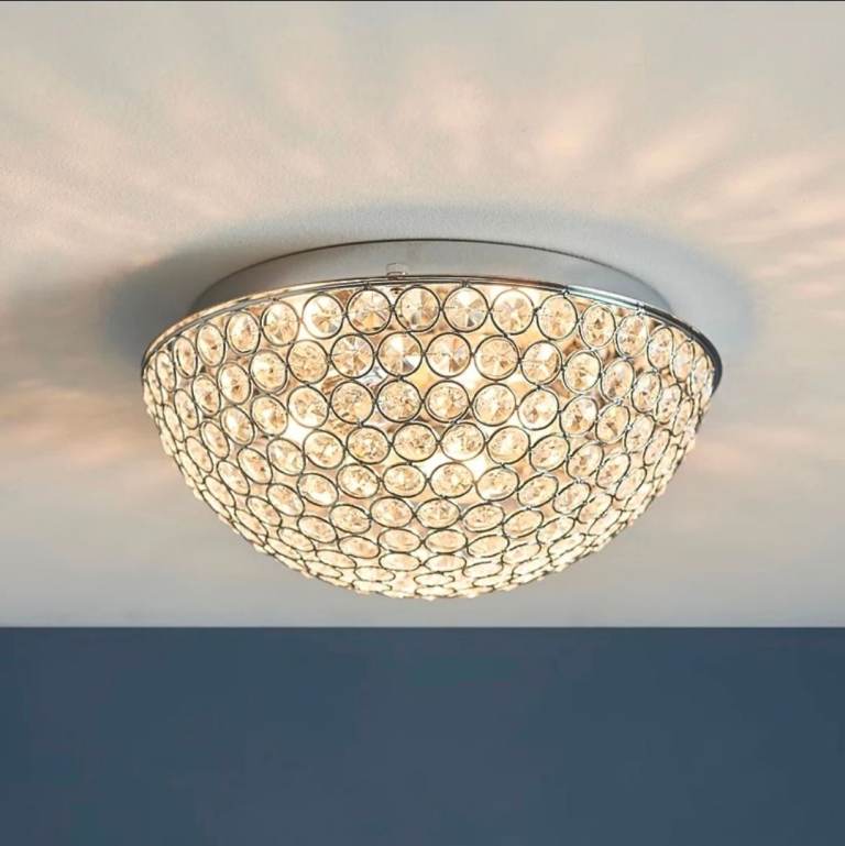 Quay Design Chrystal Bathroom Flush Light Chrome