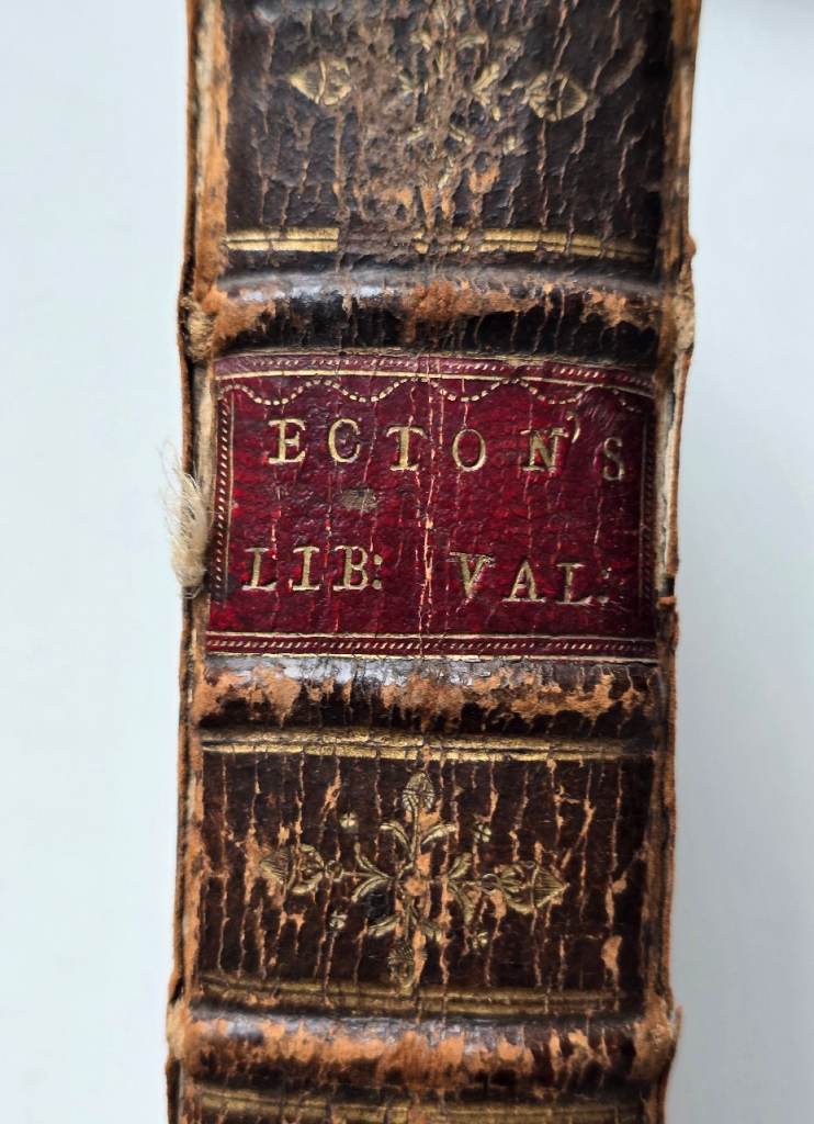 1728 Antique Georgian Ecton's Liber Valorum English Leatherbound Book 3rd Ed
