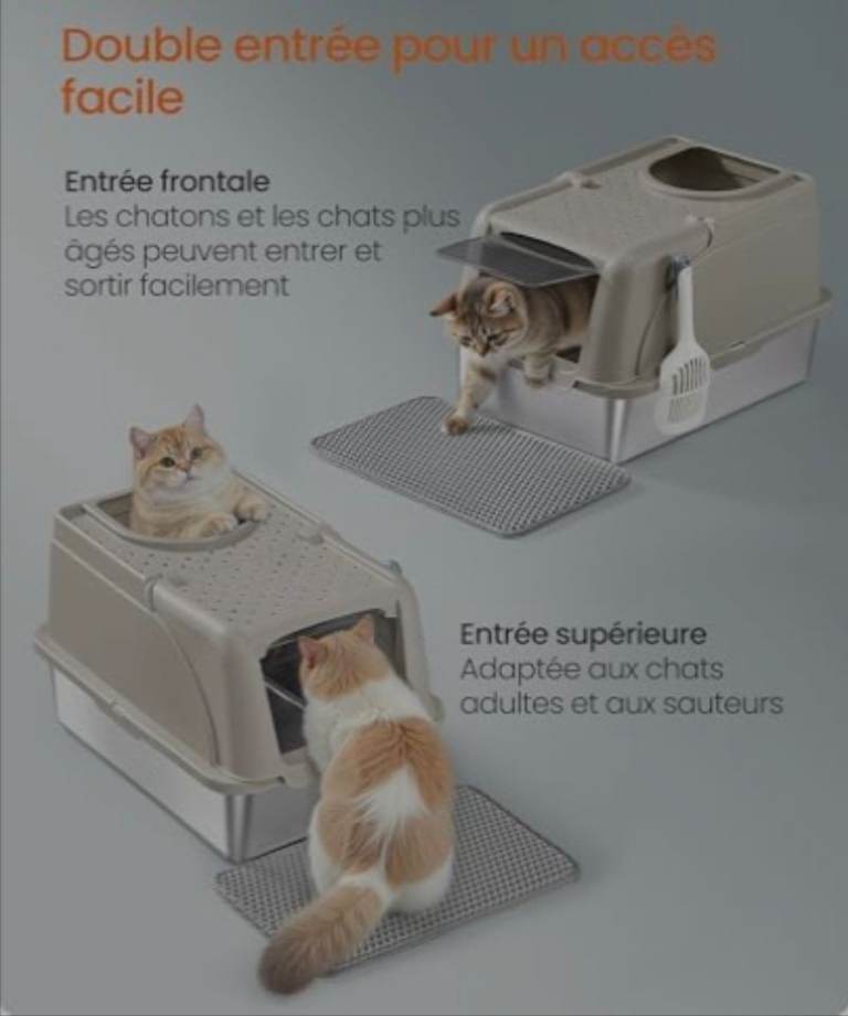 A new sill boxed flat packed  large cat little box the bottom half is stainless steel 