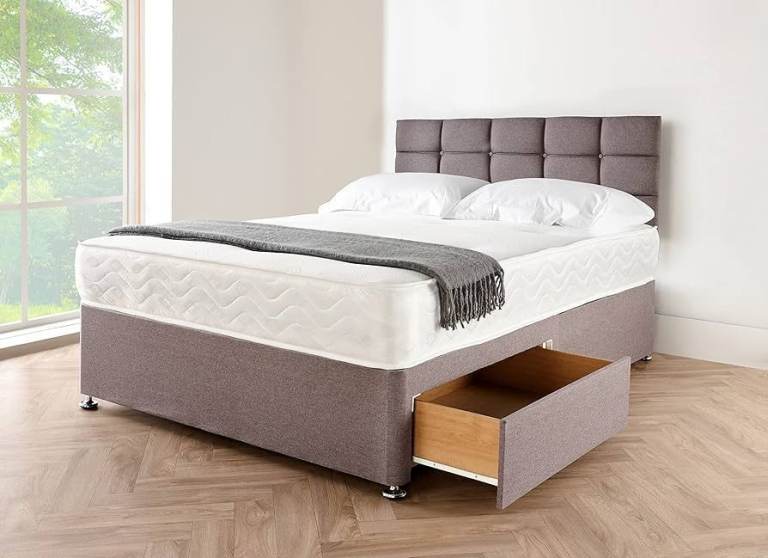 image for Stylish DIVAN 4FT Small Double Bed Base With Mattress & Storage Drawers >> Huge 20% Discount >>>>
