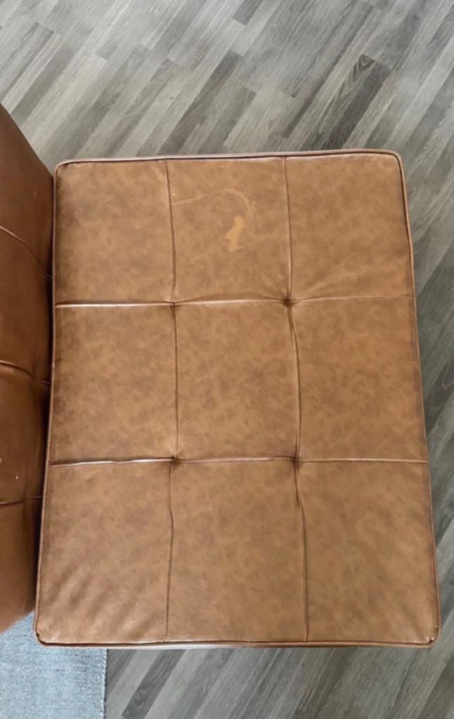 Tan Brown Leather Sofa Bed – Good Condition