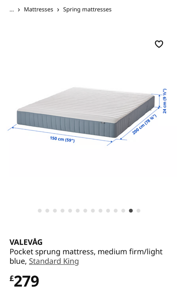 IKEA Valevag KING mattress medium firm