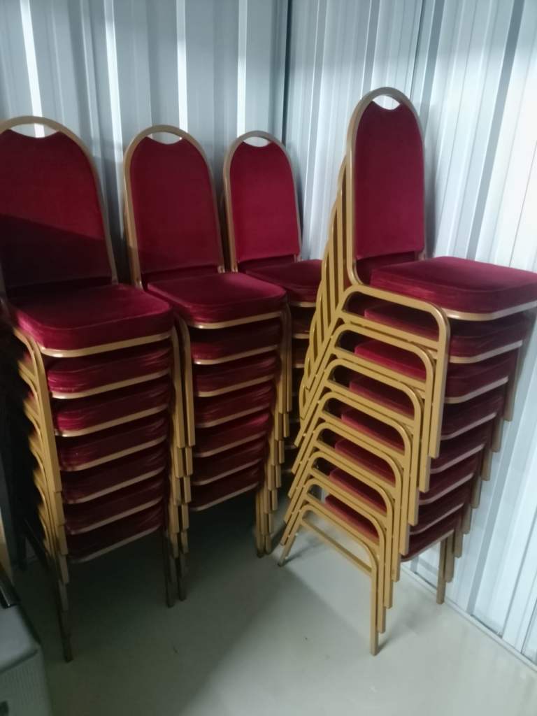 Red Velvet Stacking Chairs -  Very Good Condition