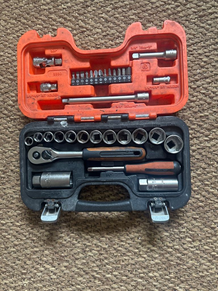 BAHCO Socket and Ratchet Set in Original Orange Carry Case