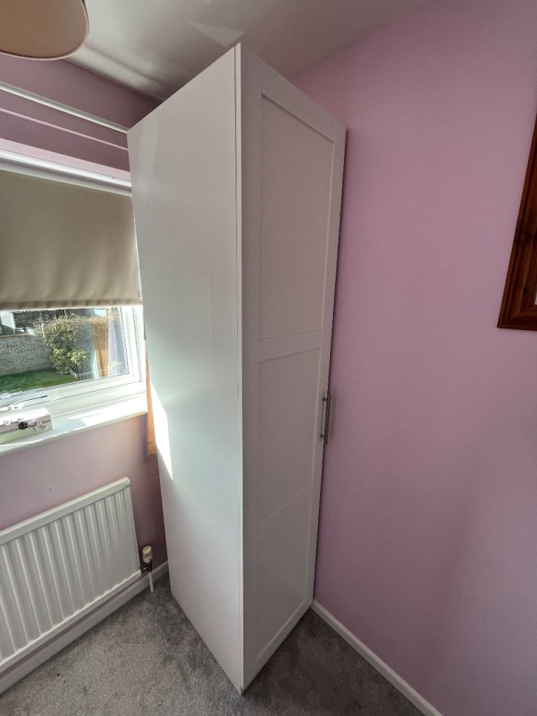 White Single Slim Wardrobe