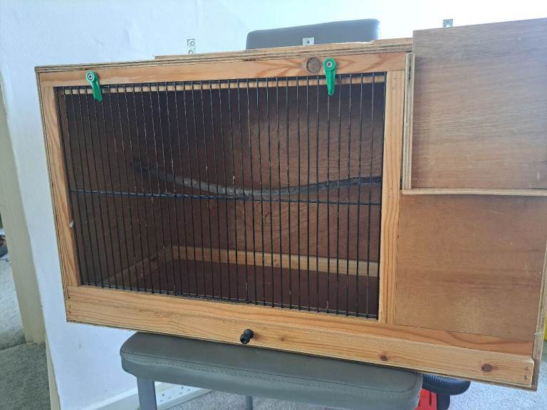 Wooden Bird Cage with Perch and Sliding Door