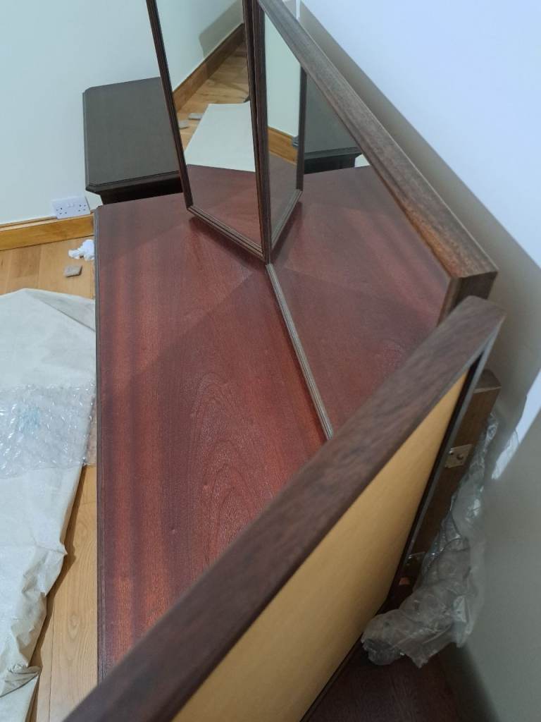 Vintage Mid-Century Stag Meredew 4 Drawer Mirrored Dressing Table